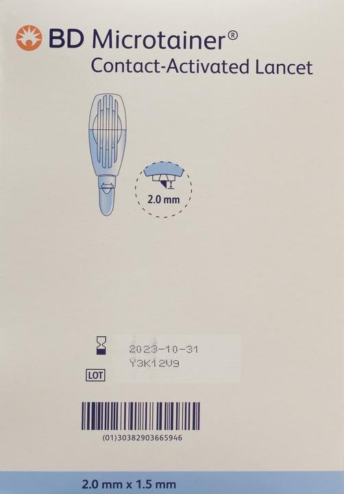 Immagine prodotto BD Lancetta attivata a contatto per la raccolta di sangue capillare 1,5x2mm blu (Lancette pungidito)