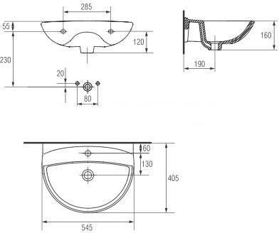 Produktbild Cersanit Washbasin Mito Red, 55 cm (550 mm)