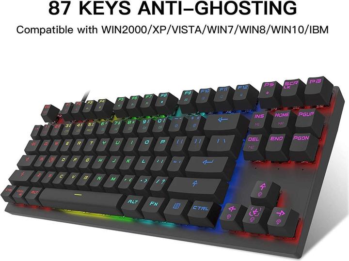 Actual product image Motospeed CK82 TKL mechanical keyboard with RGB (US, Red switch) (US, Cable)