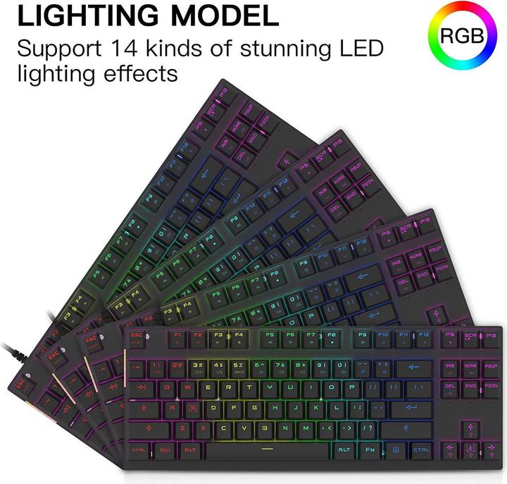 Actual product image Motospeed CK82 TKL mechanical keyboard with RGB (US, Red switch) (US, Cable)
