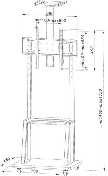 Actual product image Techly Floor TV holder for TV (Universal, 70", 60 kg)