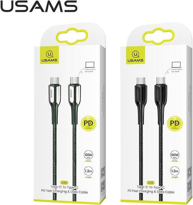 Image du produit Usams U43 Câble de charge rapide USB-C vers USB-C 100W, Noir (1.20 m, USB 3.2, 100 W)