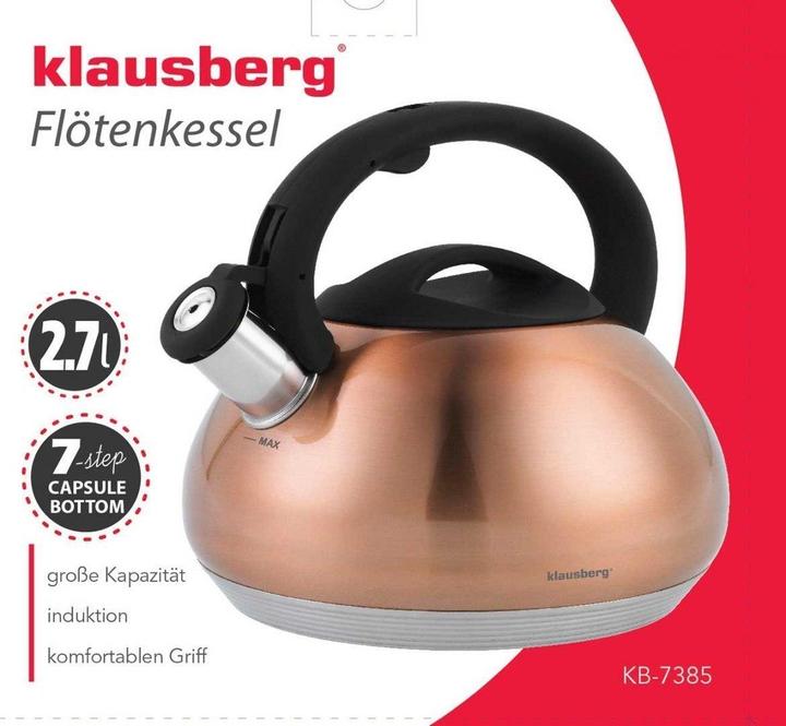 Immagine prodotto Klausberg BOLLITORE CON FISCHIETTO 2,7L KB-7385 RAME (2.70 l)