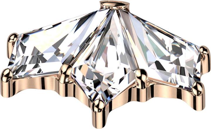 Star Piercing Dermal Anchor Fächer rosegold drei Diamant Kristalle silber (ohne Messing, Titan G23)