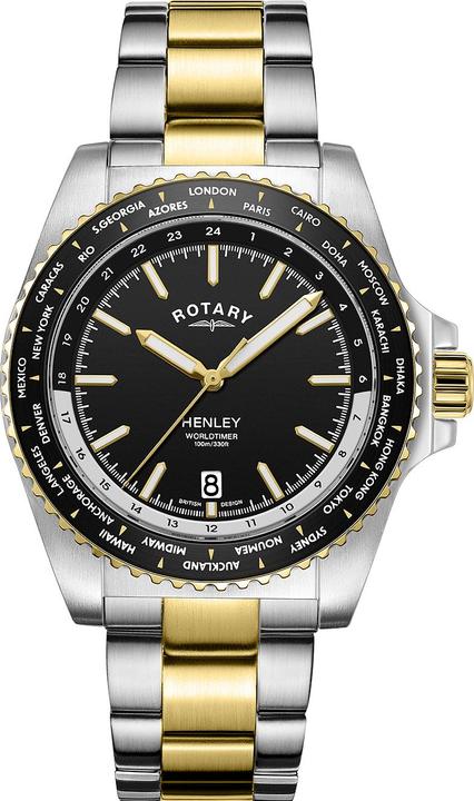 Produktbild Rotary GB05371/04 Henley World Timer Herrenuhr 41mm 10ATM (Analoguhr, 41 mm)