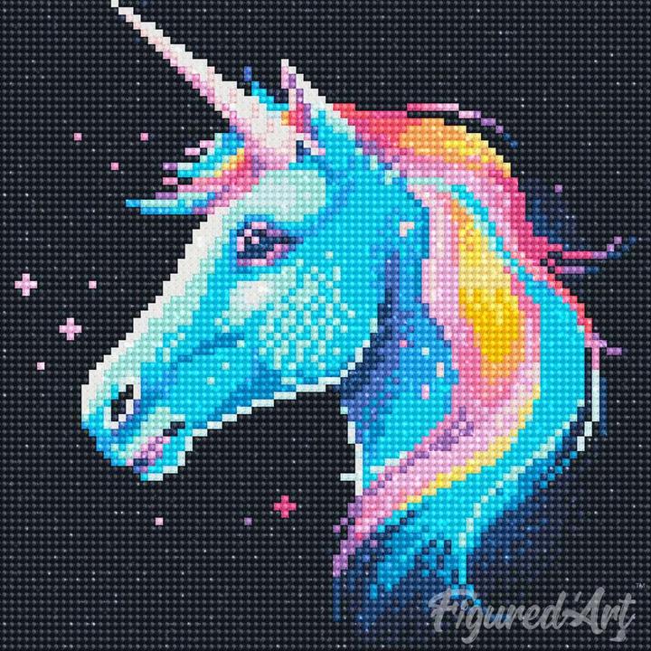Produktbild Figured'Art Mini Diamond Paintig mit Rahmen - Neon-Einhorn