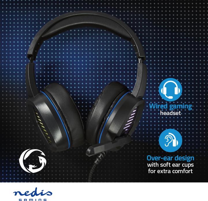Actual product image Nedis Gaming Headset | Over Ear | Surround | USB Type-A | Foldable Microphone | 2.10 m | LED (Cable)