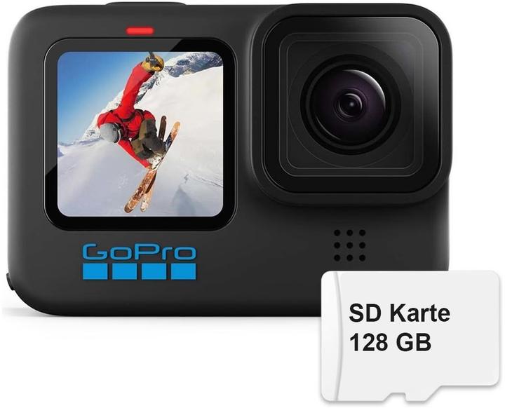 GoPro HERO10 Black (carte MicroSDXC de 128 Go incluse) (60p, Bluetooth, WiFi)