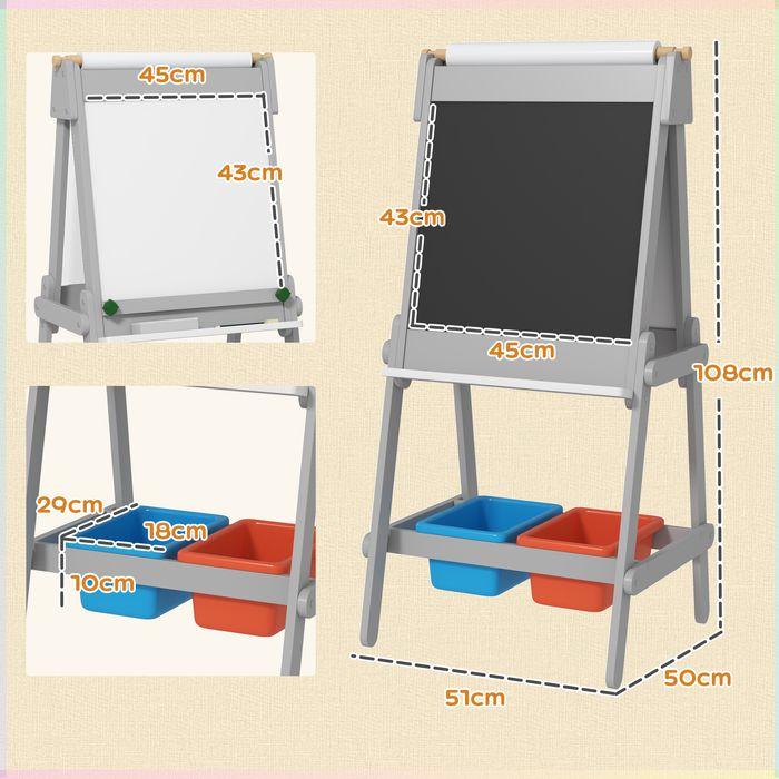 Image du produit Swisshandel24 3-in-1 Kindertafel, doppelseitige Kinder Staffelei mit Kreidetafel, Whiteboard