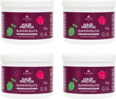 Actual product image Kallos Cosmetics Kallos Herbal Hair Pro-Tox Antioxidant Hair Mask with Superfruit Extracts - Pack of 4 (500 ml)