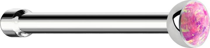 Star Piercing Nasenstecker gerade silber mit Opal pink (ohne Messing, Chirurgenstahl 316L)