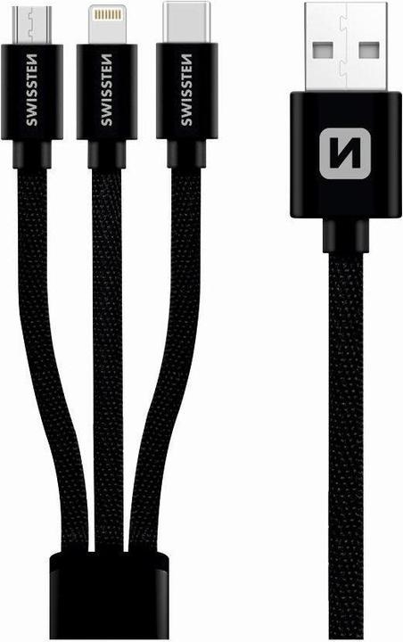 Swissten Textile Universal 3in1 USB-C (1.20 m, USB 2.0)