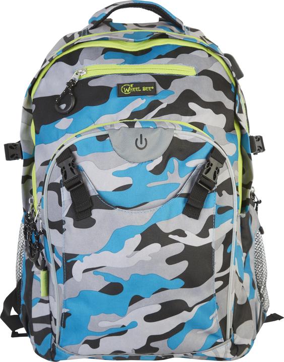 Wheel Bee Backpack Gen. Z Blue Generation Z Camouflage Blue, 46x32x20 cm, B. 2xCR2032 inkl.