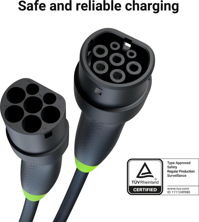 Produktbild GreenCell Kabel EV Green Cell GC Snap Type 2 11kw 5m (Typ 2, 11 kW, 16 A, 5 m)