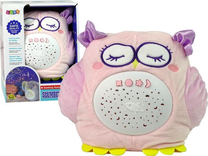 Actual product image Lean Toys Import Leantoys Sweet Plush Owl Colorful Star Projector Ringtone (15 cm)