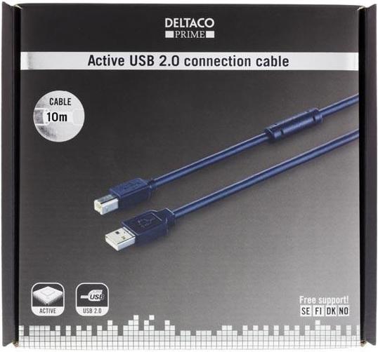 Immagine prodotto Deltaco Cavo USB 2.0 "AB", 10 m, attivo, nero (10 m, USB 2.0)