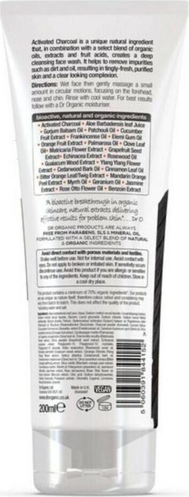 Actual product image Dr. Organic CARBÓN limpiador facial 200 ml (Gel, 200 ml)