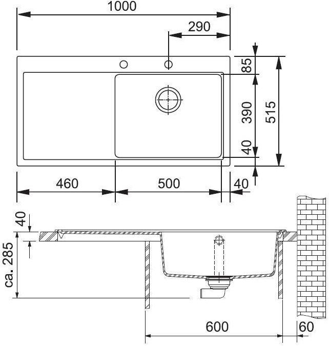 Actual product image Franke MTG 611 (Fitted sink with draining board, 100 cm, 51.50 cm)