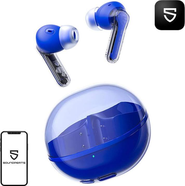 Actual product image Soundpeats Earphones Clear (Blue) (7 h, Cable)
