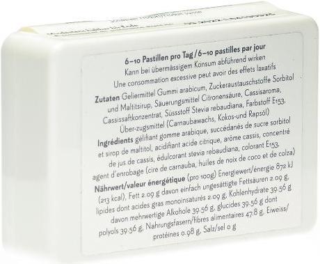 Valori nutrizionali e ingredienti Phytopharma Pastiglie di Cassis (60 Pezzo/i, Caramella, 60 g)
