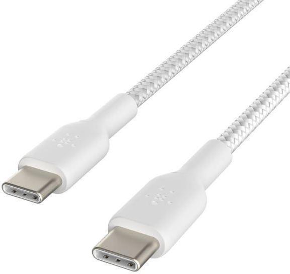 Produktbild Belkin BRAIDED USB-C TO USB-C CABLE,1M, Baltas (1 m, USB 3.0)