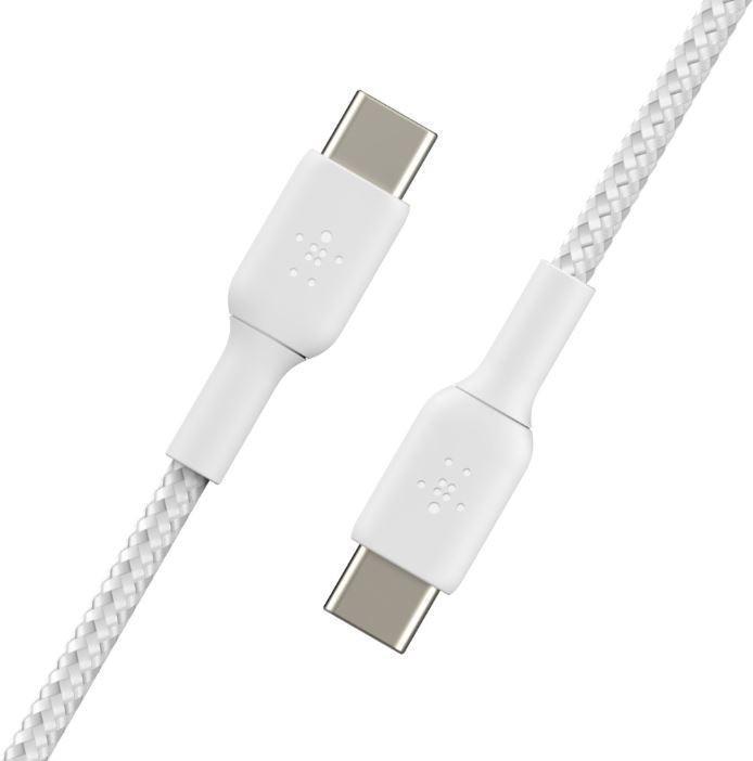 Produktbild Belkin BRAIDED USB-C TO USB-C CABLE,1M, Baltas (1 m, USB 3.0)