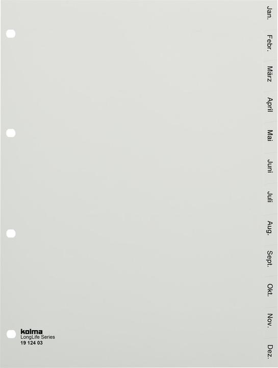 Actual product image Kolma Register A4 superstrong Jan-Dec (en) 12-piece grey