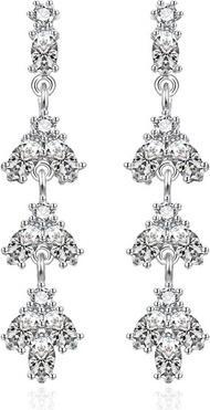 Actual product image Agato Sparkling Dangling Earrings With Clear Zircons Agt-E113pw