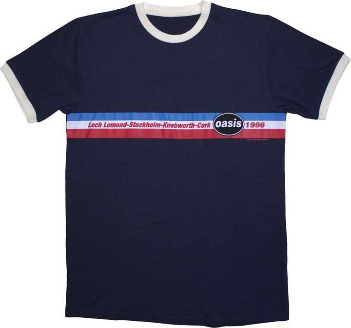 Oasis 1996 Tour Horizontal Stripes Ringer (Blue) Ringer (XXL)