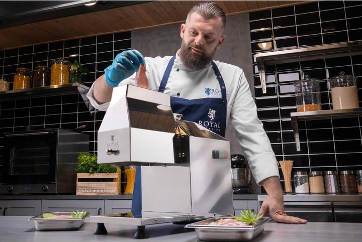 Actual product image Royal Catering Elektrischer Fleischklopfer Gastro Profi Fleischmürber 350 W 75 U/min Edelstahl