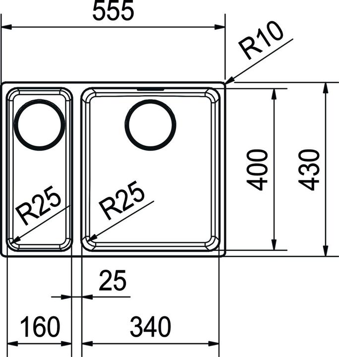 Immagine prodotto Franke Lavelli Mythos MYX 160-34-16 KB:600 Ces (Lavello sottopiano, 55.50 cm, 43 cm)