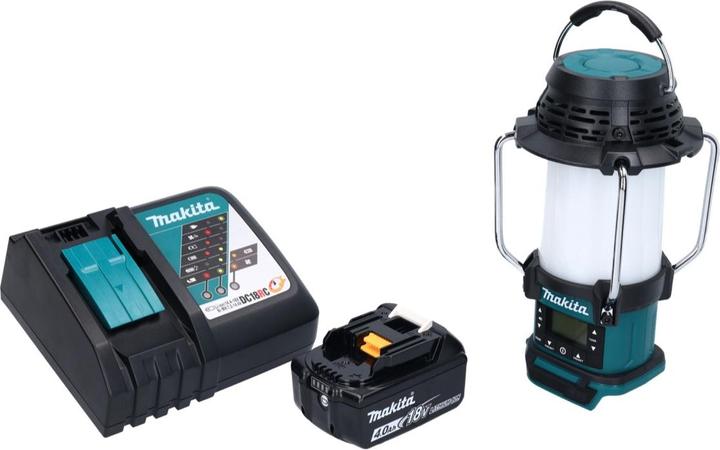 Immagine prodotto Makita DMR 055 RM1 Radio a batteria 18 V FM con lanterna a 360° + 1x batteria 4,0 Ah + caricatore (FM, AM)