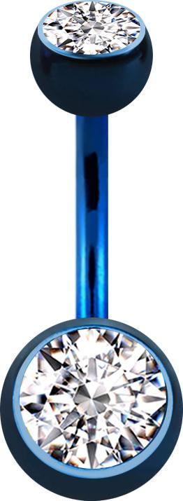Produktbild Star Piercing Banane dunkelblau mit zwei Kugeln Kristall silber (ohne Messing, Titan G23)