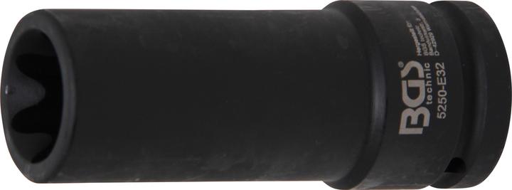 BGS Kraft-Steckschlüssel-Einsatz E-Profil, tief | Antrieb Innenvierkant 20 mm (3/4") | SW E32
