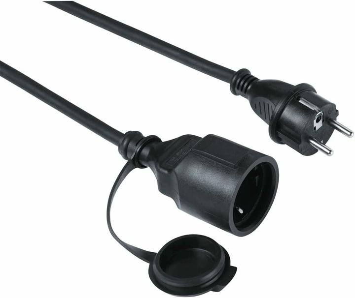 Hama 00223252 Verlengkabel buiten IP44 voor buiten, beschermkap, 10 m, zwart (10 m)