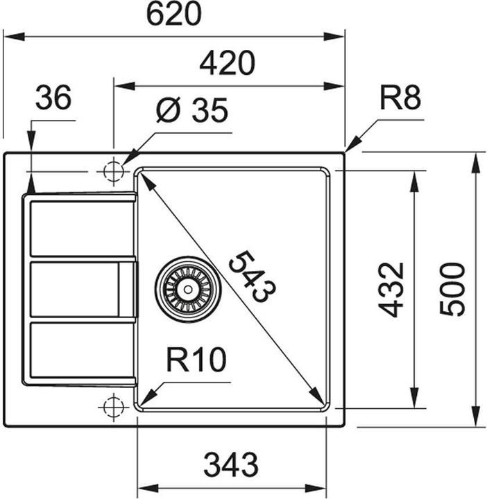 Productafbeelding Franke Sirius 2 (Aanrecht, 62 cm, 43.10 cm)
