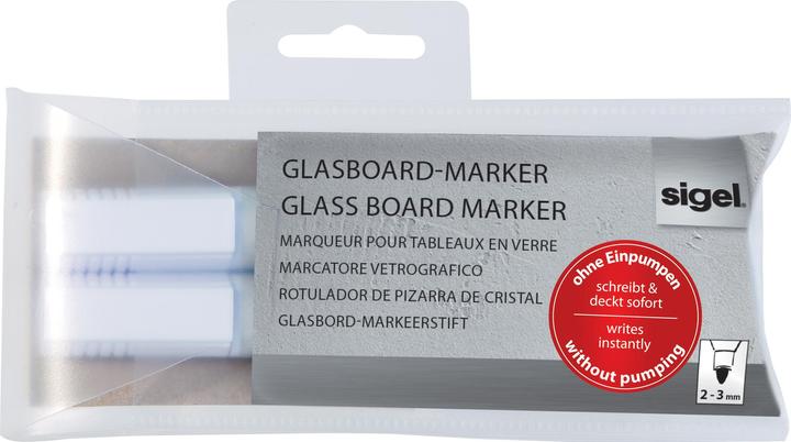 Sigel Artverum Glasboard-Marker ( 2-3 mm) (Blanc, 3 mm, 2 x)