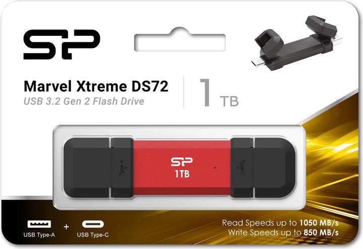 Silicon Power 1TB USB Stick USB Typ A+C 1050/850MB's red (1000 GB)