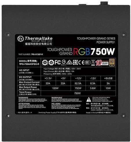 Actual product image Thermaltake Power supply Toughpower Grand RGB 750W PS-TPG-0750FPCGEU-R (750 W, Active, 140 mm) (750 W)