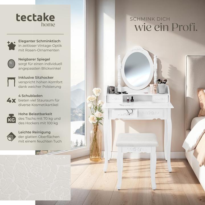 Actual product image tectake Dressing Table (75 x 40 x 143 cm)