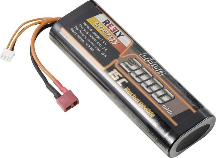 Reely Model transmitter battery (LiIon) 7.4 V 2000 mAh Cell count: 2 15 C Hardcase T (7.40 V, 2000 mAh)