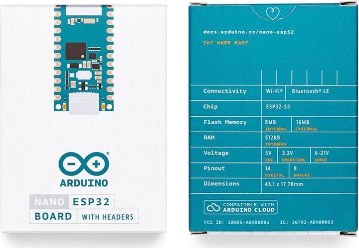 Actual product image Arduino ABX00083 Board Nano ESP32 with headers Nano