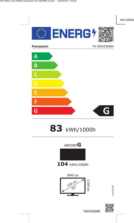 Energie-Label Panasonic TX-48MZW984 (48", OLED, 4K)