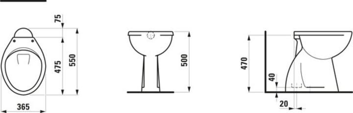 Immagine prodotto Laufen WC a colonna Pascha, scarico basso, scarico verticale, con bordo a filo, 550x365x500 mm, H822