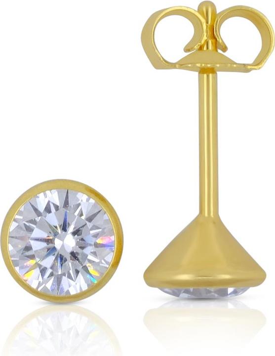 Muau Stud earrings yellow gold 750 Zirconia 5.5mm (750/18 K Gelbgold)