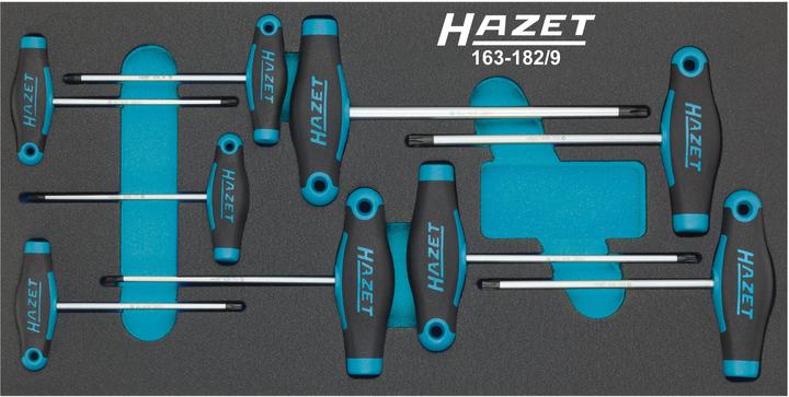Produktbild HAZET Schraubendreher Satz ∙ mit T-Griff 163-182/9 ∙ Innen TORX Profil ∙ T6 ∙ T7 ∙ T8 ∙ T9 ∙ T10 ∙… (Torx (TX))