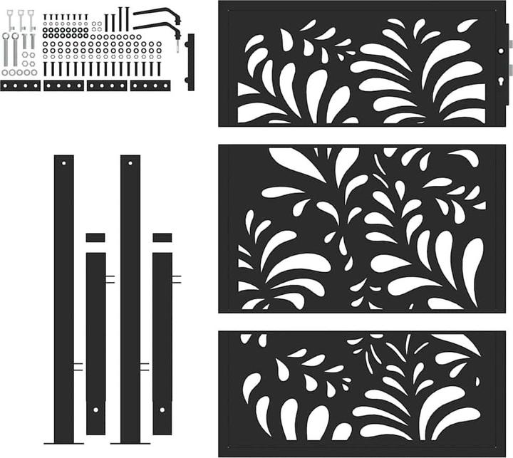 Immagine prodotto VidaXL Cancello da giardino nero 105x130 cm in acciaio con design a onda Cancello per recinzione da esterno