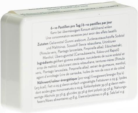Nutritional values and ingredients Phytopharma Altea pastilles (40 Piece, Sweet, 72 g)
