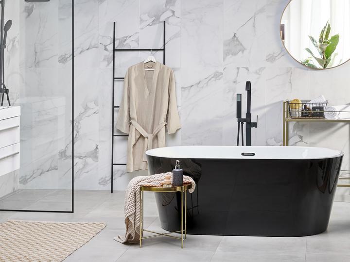 Produktbild Beliani Badewanne freistehend schwarz-weiss oval 160 x 80 cm HAVANA (230 l, 80 cm, 160 cm)