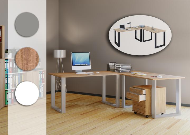 Produktbild VCM Holz Schreibtisch Computertisch Lona 50 U Alu Silber (76 x 160 x 130 x 50 cm)